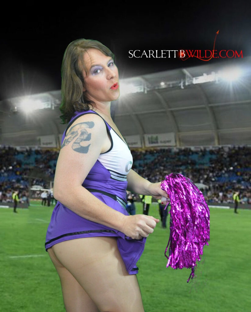 Scarlett B Wilde dressed as a sexy cheerleader