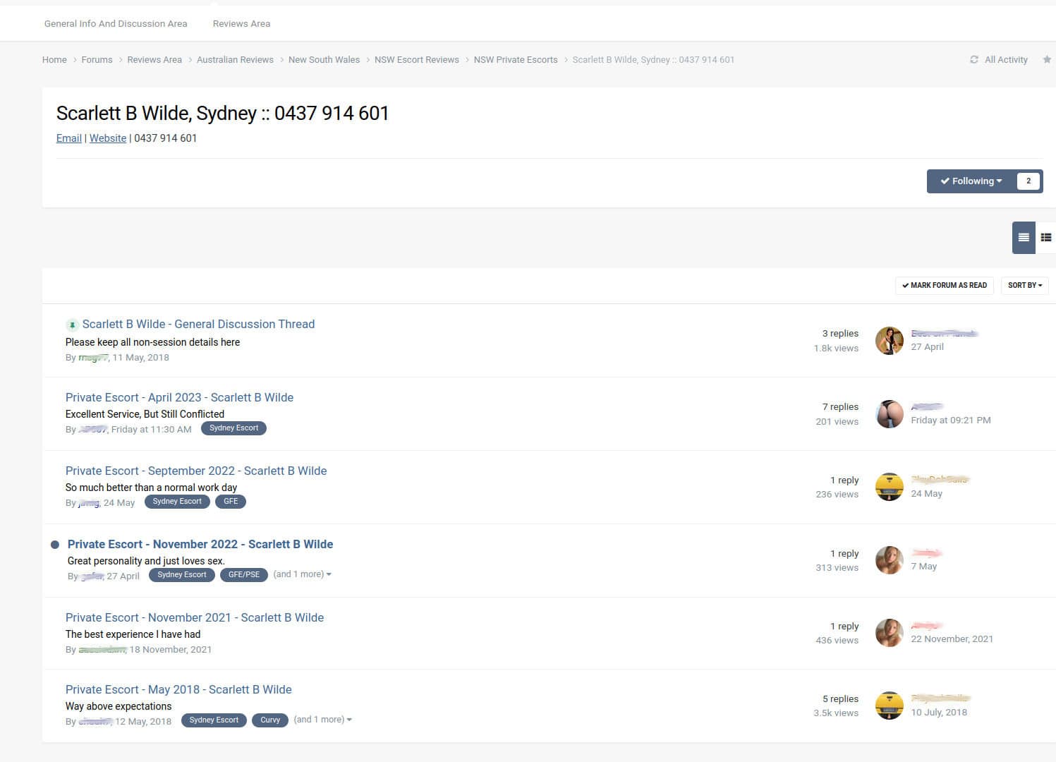 Screenshot of Punter Planet space for Scarlett B Wilde.
